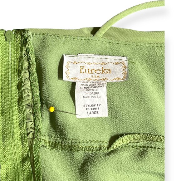 EUREKA Women Prom Dress Spaghetti Straps High Low LG Green with Scarf Polyester - Picture 8 of 8